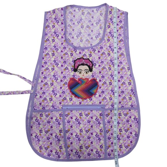 Craft Apron Mexican Artisan Little Frida Embroidered -One Size-zippered pocket - Picture 7 of 7